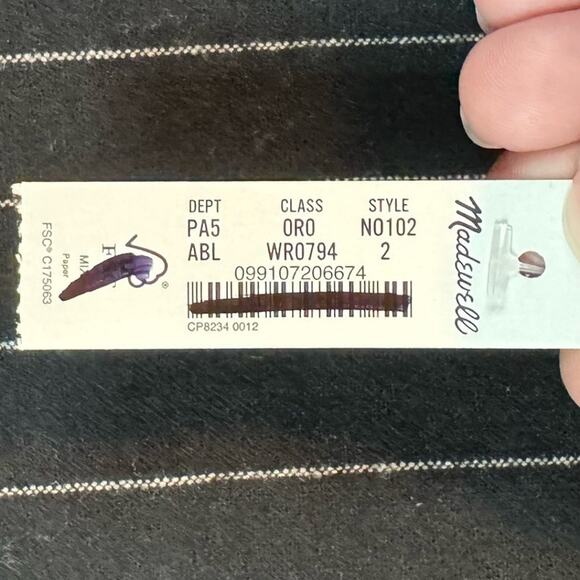 Madewell Black Wool-Blend Mini Skirt in Pinstripe Size 2 - Picture 8 of 8